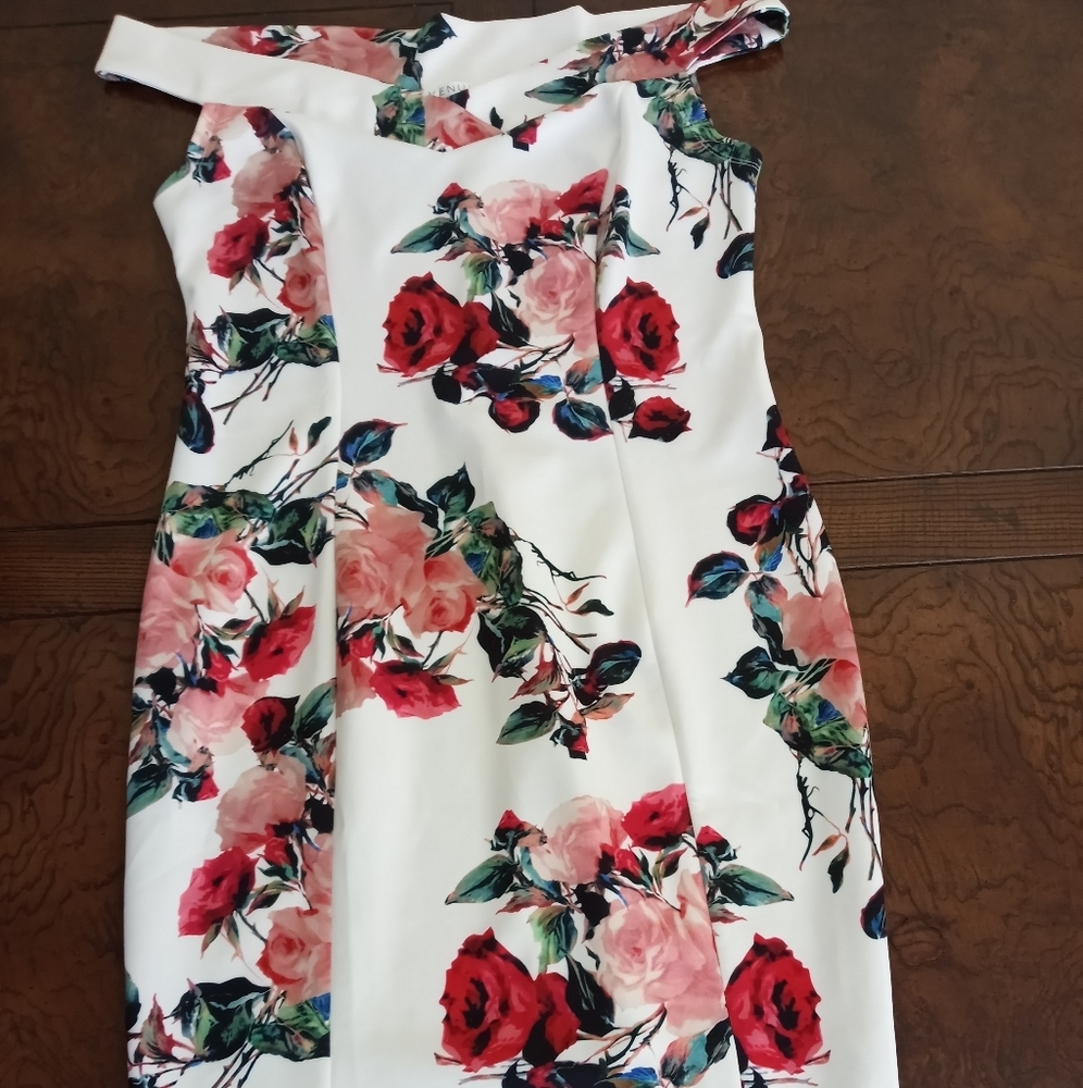Venus multi color flower dress, can be worn off the shoulder
